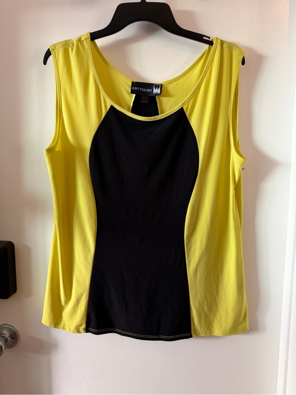 ANTTHONY Colorblock Sleeveless Tank Top | Chartreuse Yellow & Black | Size XL